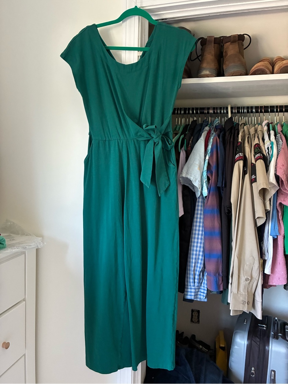 Pact Wide leg Jumpsuit Cap-Sleeve Tie-Waist